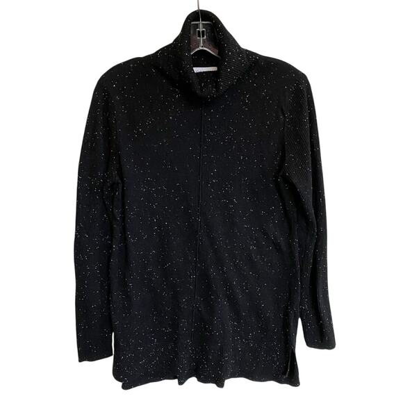 Calvin Klein Black White Flecked Cowl Neck Tunic Sweater size M - Picture 1 of 9